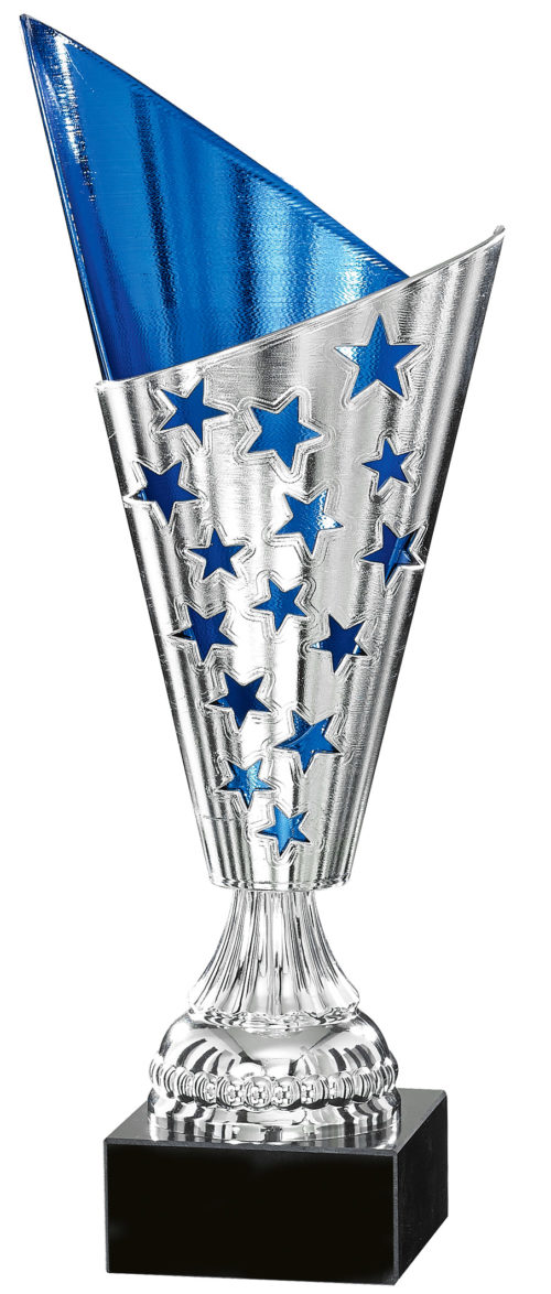 Silver / Blue Cup with Stars on Marble Base