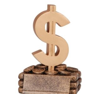 Gold Dollar Sign resin