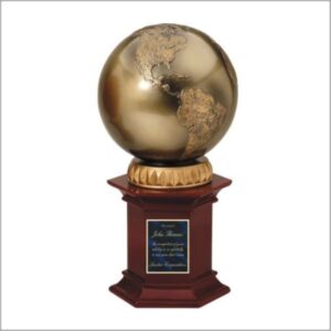 Resin World Globe on High Gloss Cherry Base