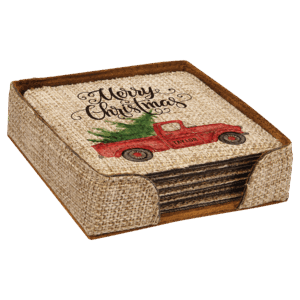 4" x 4" Sublimatable Burlap Square 6-Coaster Set