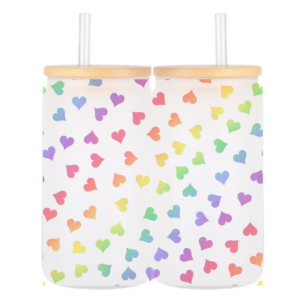 16oz Frosted Glass Can - Valentines Theme