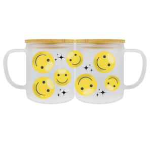 17oz Glass Coffee Mug - Smiley Stars