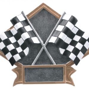 Racing Crossed Flags Diamond Resin Plate