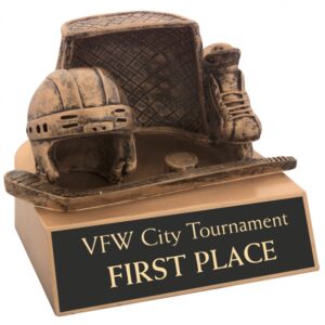 Antique Gold Hockey & Net Resin