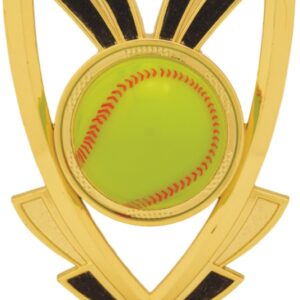 Gold Softball Ribbon Figure